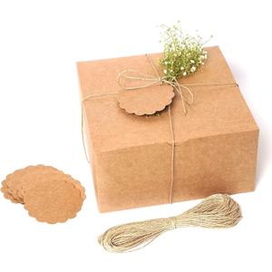 mudrit Kraft Gift Boxes 20 Pack 8x8x4 Inches, Thick Kraft Paper Boxes with Lids, Tags & Jute Rope for Gifts, Wedding Favours, Bridesmaid Proposals, Cupcakes, Crafting