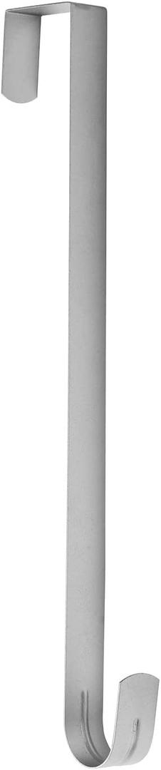 Sattiyrch 15" Wreath Hanger for Front Door, Over the Door Wreath Hook | No drilling or screws. Protects doors, closes normally, holds 22 lbs for holiday & seasonal décor. Silver,1 Pack