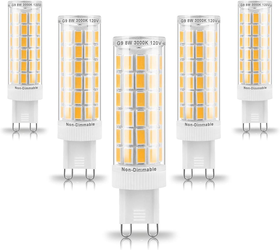 G9 Led Bulbs 75W 80W 100W T4 Clear Halogen Equivalent,1000 lm,3000K Soft Warm White,AC120V G9 8W Bi-pin LED Corn Light Bulb for Chandelier Pendant Wall Ceiling Floor Ligting,Non-flicker,5Pack