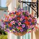 INQCMY Artificial Hanging Flowers for Outdoors, 6 Bundles UV Resistant Artificial Hanging Baskets,All Weather Fake Flowers for Patio, Porch, Yard, Window Box,Home for Spring Summer Decoration.