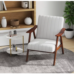 Living Room Modern Accent Chair Armchair Padded Single Couch W/ Rubberwood Frame