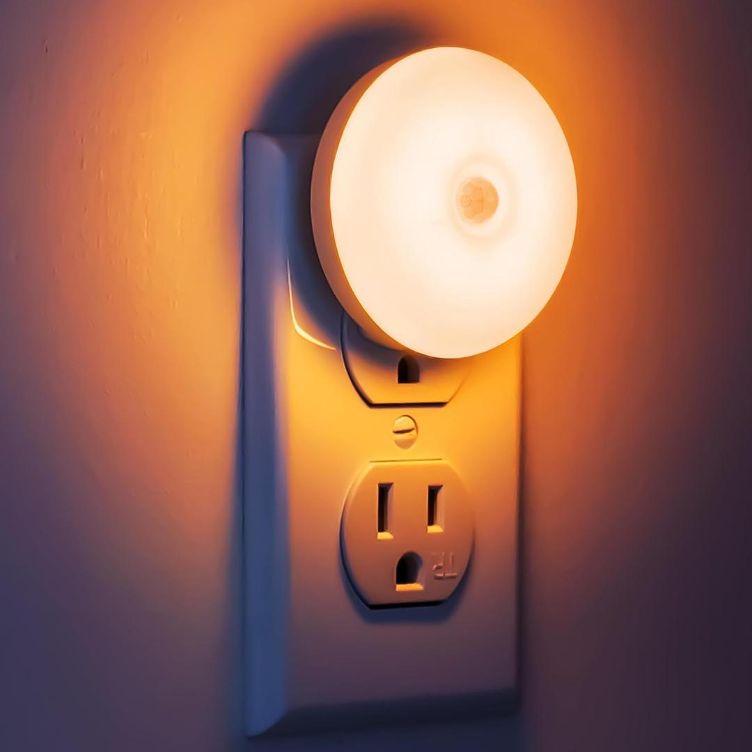 myCozyLite Night Lights Plug into Wall, Amber LED, 2 Pack, Motion Sensor Night Light, Automatic Motion Activated Light Indoor, for Bathroom, Bedroom, Kitchen, Hallway, Stairway, Kids, Adults (M1803)