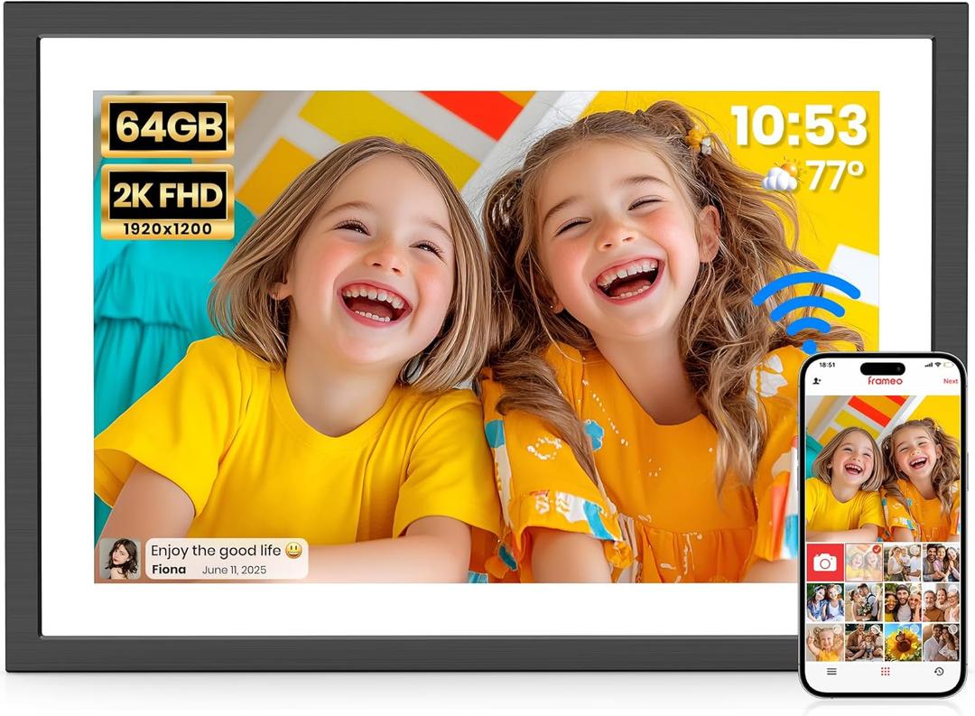 2K 64GB Frameo 10.1 Inch Digital Picture Frame, Smart WiFi Electronic Photo Frames with 1920x1200 FHD IPS Touch Screen Slideshow Tabletop&Wall Mounted, Share Photos/Videos Instantly from Anywhere