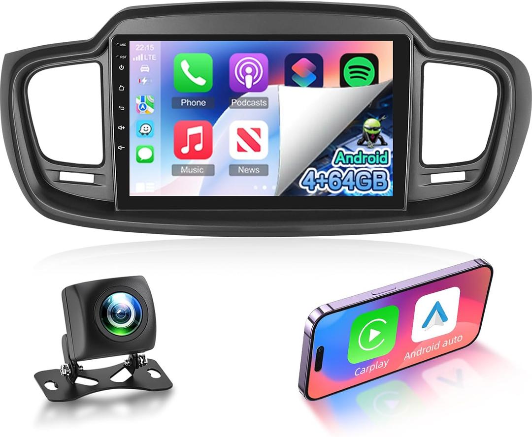 [4+64] Volxcereo Car Radio for Kia Sorento MK3 2015 2016 2017 2018 2019 2020, 10.1 inch Android Touchscreen Stereo with Carplay/Android Auto, GPS, WiFi, Bluetooth 5.0, SWC, FM/RDS