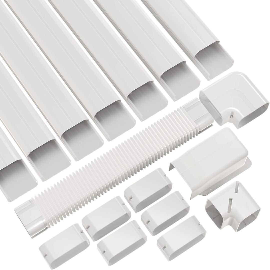 Forestchill 4in 25ft Decorative PVC Line Set Cover Kit for Ductless Mini Split Air Conditioner, Central AC and Heat Pump Systems, Condenser Unit
