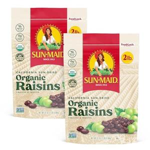 Sun-Maid Organic California Sun-Dried Raisins - (2 Pack) 32 oz Resealable Bag - Organic Dried Fruit Snack for Lunches, Snacks, and Natural Sweeteners, BBD 30/3/2027