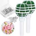 Bride Flower Bouquet Holder Wedding Bridal Foam Floral Handle Holders for Bride Artificial Flowers Decoration with 50 Pieces Wedding Bouquet Pins(2 Pieces)