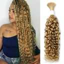 Liqusee Water Wave Curly #27 Human Braiding Hair 100g One Bundle/Pack Bulk Human Hair for Braiding No Weft Human Hair Braiding Hair Wet and Wave for Boho Braids (18 inch, Water Wave #27)