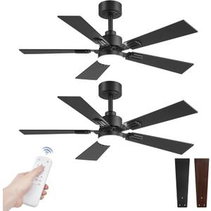 Fanbulous 2 Pack of 42 Ceiling Fans with Lights and Remote, Modern Low Profile Ceiling Fans with Dimmable 3CCT Quiet DC Motor, Reversible Celing Fan with 6-Speeds Timer for Bedroom(Black)