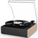 Vinyl Record Player Bluetooth Wireless Turntable with Built-in Speakers High Fidelity and 3 Speed Belt-Driven Vintage Phonograph Record Player with Magnetic Cartridge, RCA Out, Aux in, Headphone Jack (Bamboo)