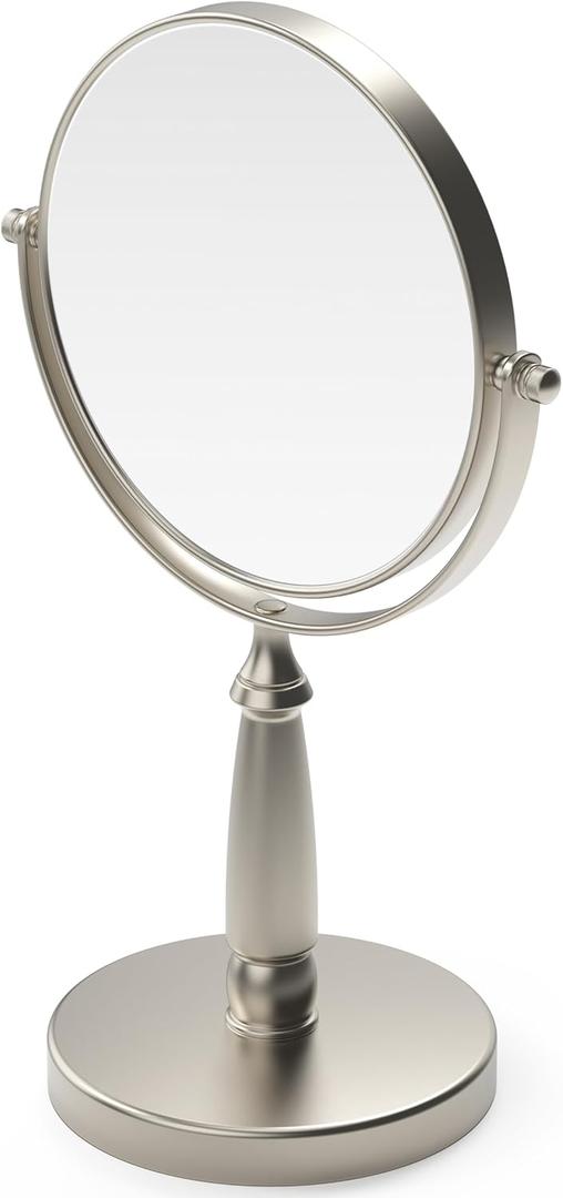 Deco Brothers Vanity Mirror with Stand 5.65-Inch Double Sided, 8X Magnification, Nickel