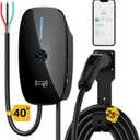 Level 2 EV Charger 48 Amp - NACS Compatible with Tesla, Smart Hardwired Installation, UL Certified, 25ft Cable, Indoor/Outdoor, 220V Electric Vehicle Charging Station, Black