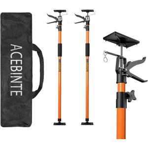 2PK Steel Telescopic Adjustable 3rd Hand Support System, Supports up to 154 lbs, Extends from 49 Inch to 114 Inch for Construction Rods, Cabinet Jacks, Cargo Bars, Drywalls