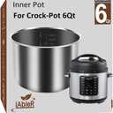 Inner Pot for Crock Pot 6 Quart - Stainless Steel Replacement Pot for Crock-Pot 6 Qt Multi-Cooker Crockpot 6 Quart Pressure Cooker 2100467 Accessories Parts