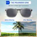 DEHOTRE Non Prescription Glasses Men Acetate Frame Eyeglasses with Magnetic Clip On TAC Polarized Sunglasses Clear Lens