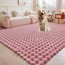 Pink Rabbit Plush Area Rug for Bedroom Living Room Sofa,3'X5' Faux Fur Fluffy Shaggy Rectangular Square Rug for Kids Teen Girls Room,Furry Carpet Rug for Nursery Baby Room Decor for Teenage