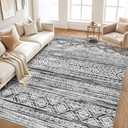 cotiled 10x14 Area Rug Living Room: Washable Boho Rugs with Non Slip Backing Large Soft Indoor Stain Resistant Carpet for Bedroom Farmhouse Dining Room Lightweight Home Decor White/Black