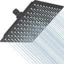 BESy 8 Inch Rain Shower Head, 8" Square Rainfall & High Pressure Stainless Steel Bath Showerhead, 1/16" Ultra Thin, Waterfall Full Body Coverage with Silicone Nozzle, Matte Black Finish