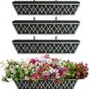 4 Pack 24 Inch Window Boxes Planters Railing Planter Box with Adjustable Brackets & Non-Woven Fabric Plant Grow Bags Deck Railing Planter Boxes Balcony Hanging Flower Box for Outdoor Plants