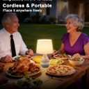 13" H Small Rechargeable Cordless Ceramic Table Lamp with Remote RGB, Warm White Light, Timer, Dimmer Battery Operated Lamp with Linen Shade for Patio, Bedroom, Living Room, Dining Table