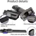 IX141 Vacuum Crevice Tool Brush Replacement Parts Compatible with Shark Pet Cordless Stick IX141 IZ462H IZ483H IZ363HT IZ361H IZ163H IZ362H Removable Two-in-one for D-Shaped Tool Brush Attachments