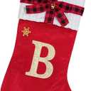 Hying Christmas Stockings Xmas Custom Monogram Stockings Large Winter Snowflake Stocking with Initials Red Velvet Gift Stockings for Home Hanging Ornaments Christmas Party Favor (Letter B)