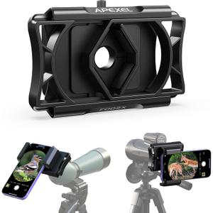 Telescope Phone Adapter, Upgraded Rotatable 360 Binocular Photo Adapter for Android & iPhone,Smartphone Holder Mount for Telescope,Monocular,Binocular,Spotting Scope,Microscope with Bluetooth Shutter