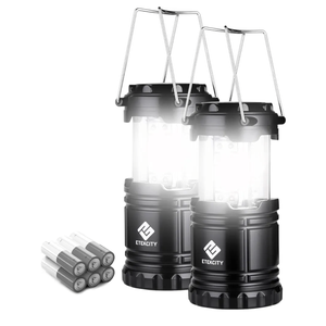 Etekcity Lantern Camping Essentials Lights, Led Flashlight for Power Outages, Survival Gear and Supplies for Emergency, Hurricane Preparedness Items , Battery Operated Lamp, 2 Pack, Black