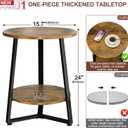 Round Side Table, 2-Tier Small End Table with Storage Shelf, Ultra Stable Coffee End Table/Nightstand, Modern Farmhouse Couch Table for Living Room, Bedroom, Bedside Stand or Small Spaces, Brown, 1 Pcs