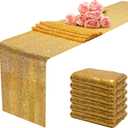 12x108 inch Gold Sequin Table Runner Sparkly Glitter Table Linens 6 Packs for Party Decorations Wedding Birthday Baby Shower Engagement Anniversary