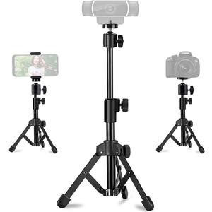 Webcam Tripod Stand Extendable Desktops Tripod for Camera/Phone/Webcam, Desk Tripods Webcam Mount Holder Compatible with Logitech Webcams C925e C922x C922 C930e C930 C920 C615 /iPhone/Ring Light