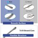 Uxcell 1/8"(3mm) 304 Stainless Steel Cable Wire Rope 7x19 Strands Core 20ft (6M) Aircraft Wire for Construction Outdoors Marine Rigging Decking Railings