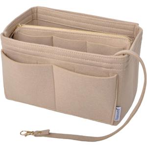 Vercord Felt Organizer Insert for Purse Handbag Tote Bag in Bag Inside Shaper Divider Neo Beige Large