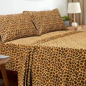 Sleepdown Cotton Bed Sheet Set - Leopard Brown, Queen