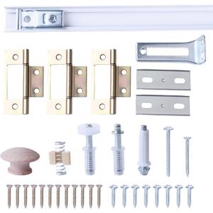 36 Inch Bi-fold Door Hardware with Track, Bifold Closet Door Hardware Repair Tool Kit, Included Steel Track, Top and Bottom Pivot, Top Guide Wheels, Spring, Metal Pivot Pin