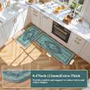 Collive Boho Kitchen Mats for Floor 2 Piece, Cushioned Anti Fatigue Kitchen Floor Mat Non-Skid Waterproof Under Sink Rug, Teal/Multi Comfort Standing Desk Rugs for Office, 17.3"x29"+17.3"x47"