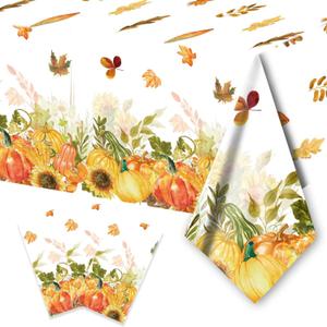 PARSUP 3PCS Thanksgiving Disposable Tablecloth Party Supplies, 108  54 inch, Autumn Theme Pumpkin Maple Leaves Tablecloth Plastic Waterproof Tablecover Decorations