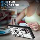 for Samsung Galaxy S22 Ultra Case Military Grade Drop Shock Protection Cell Phone Cover with Slide Camera Cover Built-in 360 Rotate Ring Stand for S22 Ultra 6.8 - White