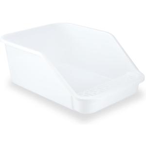 SpaceTime Large Cat Litter Box with High Sides,Cat Boxes for Indoor Cats,Cat Litter Pan for Kitty,Litter Box with Low Entry,Easy to Clean,Anti-Splashing(White)