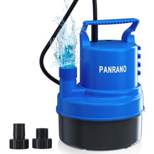 1/2 HP Submersible Water Pump 2900 GPH Small Sump Pump For Pool Cover, Basements, Puddles, Gardens, Ponds Draining With Hose Adapters, Blue