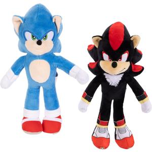 Sonic 3 Movie Plush Sonic & Shadow 9-Inch Stuffed Toy Figures - Officially Licensed Sonic The Hedgehog 3 Movie, Amazon 2-Pack Kids Plush Toy Figure Set