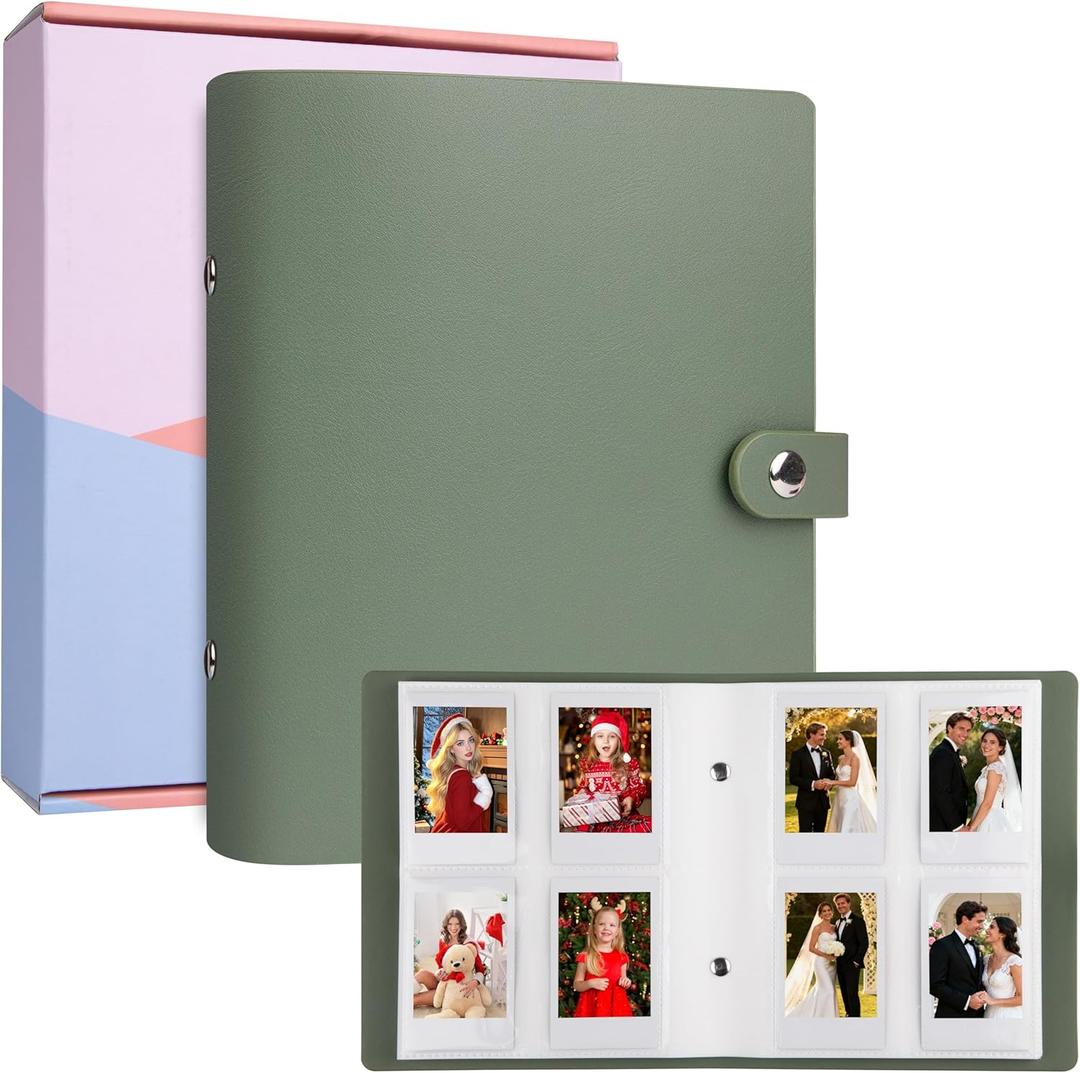 Veicevol 320 Pockets Beautiful Photo Album for 2x3 in Polaroid Photos, Photo Album Holds 320 Photos for Fujifilm Instax Mini 12 11 9 90 8 Evo LiPlay Instant Pictures, Safely Store Your Unique Memories (Green)
