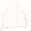 Amazon Essentials Girls and Toddlers' Cropped Full-Zip Puffer Jacket, Sherpa Fleece (XX-Large, Eggshell White)