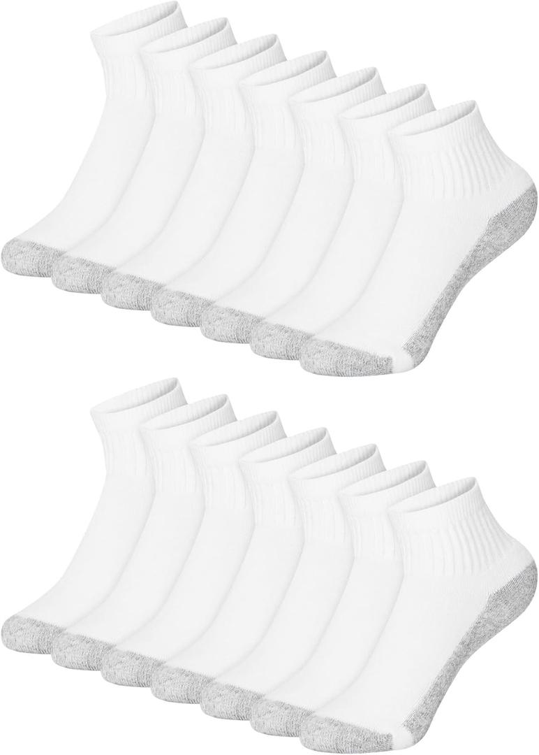 Hanes Boys' Ankle Socks, 14 Pairs, Stretch-Cotton Socks for Boys, Moisture-Wicking, Cushioned, Larg