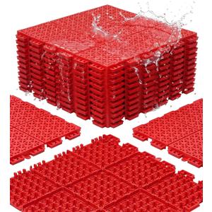 jxgzyy 20 PCS Basketball Court Tiles, Non Slip Outdoor Sport Court Tiles, 5/8 Inch Thick for Tennis Court Patio Porch Playground, 13.38" x 13.38", Red