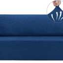 Asnomy Couch Covers for 3 Cushion Couch Stretch Sofa Covers Slipcovers, Pet Protector Furniture Covers for Dogs Cats Spandex Jacquard Fabric Small Checks LargeClassic Blue
