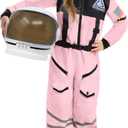 Spooktacular Creations Astronaut Costume with Helmet, Space Suit for Toddler, Kids Astronaut Halloween Costume for Cosplay (Medium (8-10 yrs), Pink)
