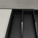 Bellsal Black Silverware Organizer Kitchen Drawer Organizer Expandable Bamboo Utensil Holder Cutlery Tray for Kitchen Utensil and Flatware Bedroom Office (7 Slots Expandable)