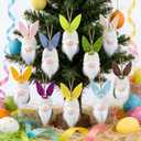 Easter Hanging Bunny Ornaments Set of 10, Colorful Plush Bunny Gnomes for Tree Decorations