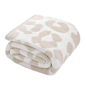 Ultra Soft Cozy Cow Print Fluffy Microfiber Knitted Throw Blanket Super Cozy Lightweight Fleece Bed Blanket for Sofa Couch Bed Travel Cream 51"X63"